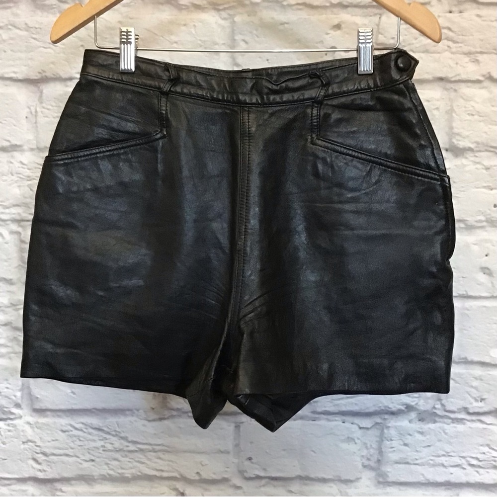 Tannery West Black Leather Shorts